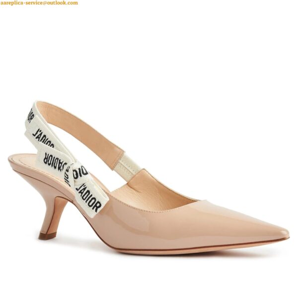 Replica Dior J'Adior Slingback Pumps 65mm In Nude Patent Calfskin 3