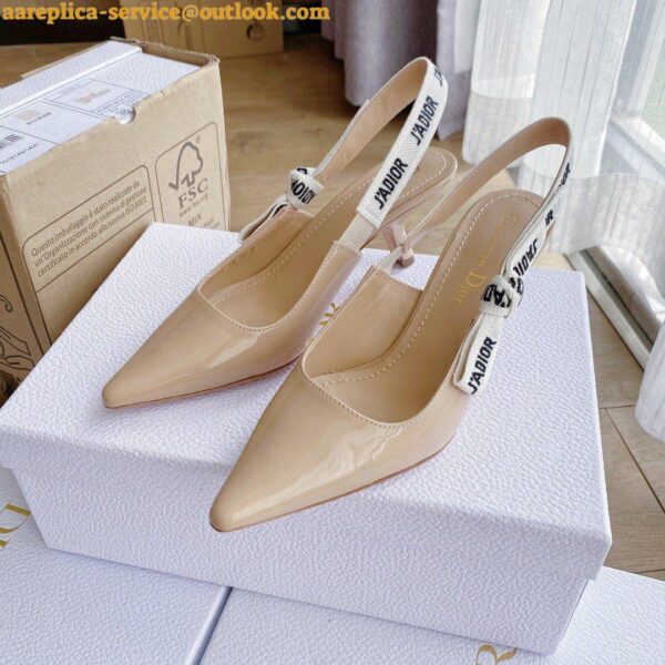 Replica Dior J'Adior Slingback Pumps 65mm In Nude Patent Calfskin 5