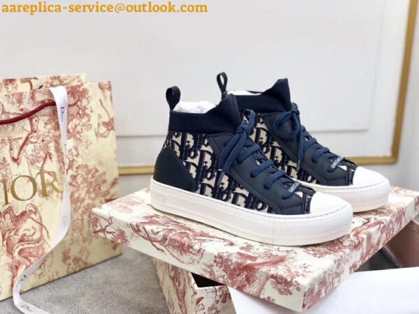 Replica Dior Walk'N'Dior Mid-top Sneakers In Bordeaux Oblique Canvas 4