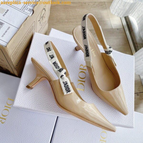 Replica Dior J'Adior Slingback Pumps 65mm In Nude Patent Calfskin 7