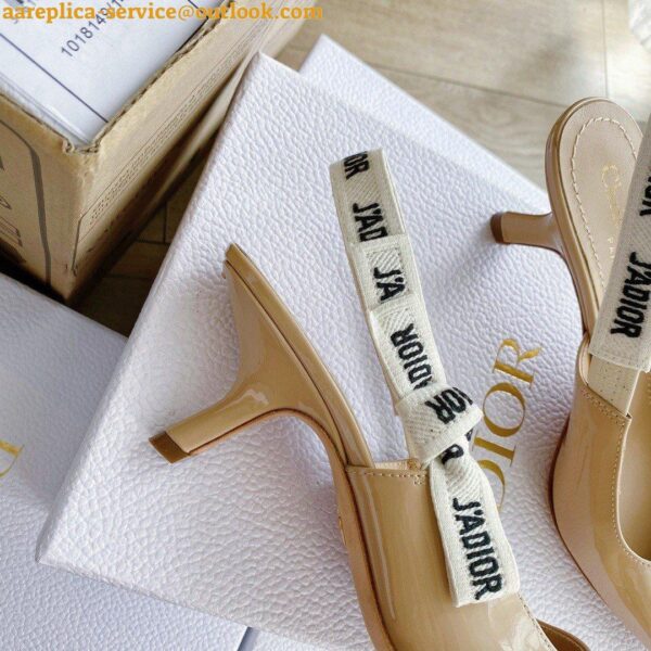 Replica Dior J'Adior Slingback Pumps 65mm In Nude Patent Calfskin 9