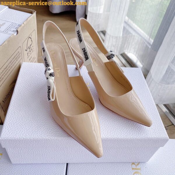 Replica Dior J'Adior Slingback Pumps 65mm In Nude Patent Calfskin 11