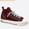 Replica Dior Walk'N'Dior Mid-top Sneakers In Bordeaux Oblique Canvas