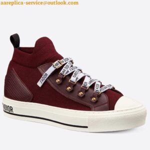 Replica Dior Walk'N'Dior Mid-top Sneakers In Bordeaux Technical Knit