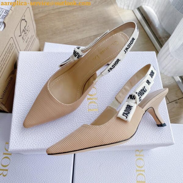 Replica Dior J'Adior Slingback Pumps 65mm In Nude Technical Fabric 4