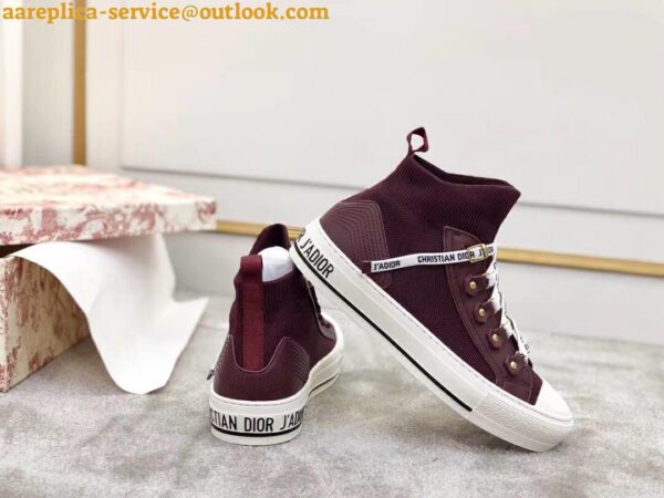 Replica Dior Walk'N'Dior Mid-top Sneakers In Bordeaux Technical Knit 5