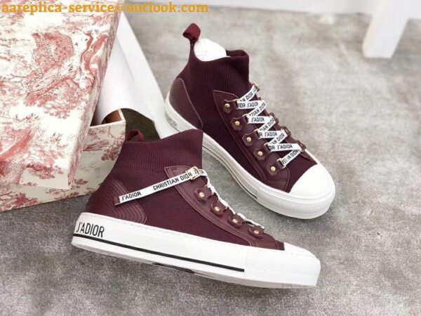 Replica Dior Walk'N'Dior Mid-top Sneakers In Bordeaux Technical Knit 4