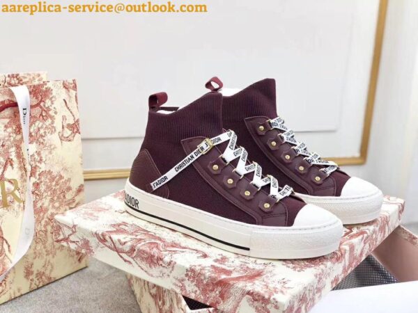 Replica Dior Walk'N'Dior Mid-top Sneakers In Bordeaux Technical Knit 5