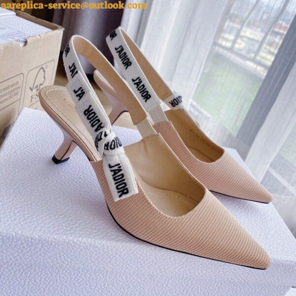 Replica Dior J'Adior Slingback Pumps 65mm In Nude Technical Fabric 7