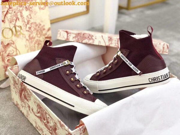 Replica Dior Walk'N'Dior Mid-top Sneakers In Bordeaux Technical Knit 8