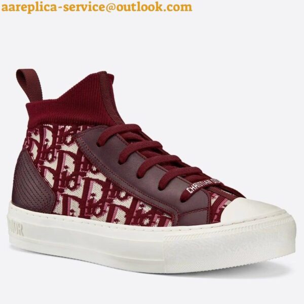 Replica Dior Walk'N'Dior Mid-top Sneakers In Bordeaux Oblique Canvas 16