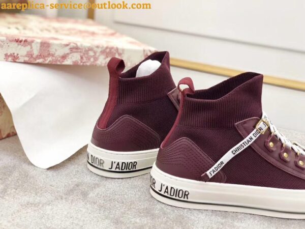 Replica Dior Walk'N'Dior Mid-top Sneakers In Bordeaux Technical Knit 9