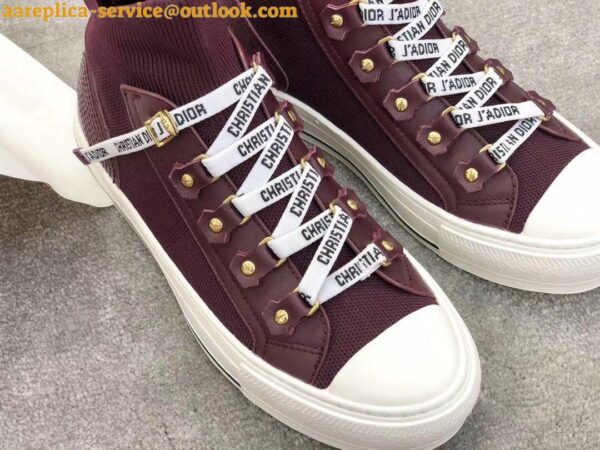 Replica Dior Walk'N'Dior Mid-top Sneakers In Bordeaux Technical Knit 8