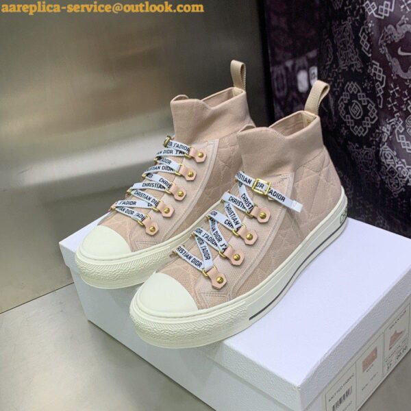 Replica Dior Walk'n'Dior Mid-top Sneakers In Nude Macrocannage Technical Mesh 3