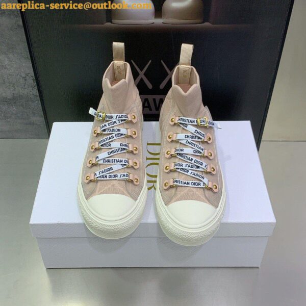 Replica Dior Walk'n'Dior Mid-top Sneakers In Nude Macrocannage Technical Mesh 5