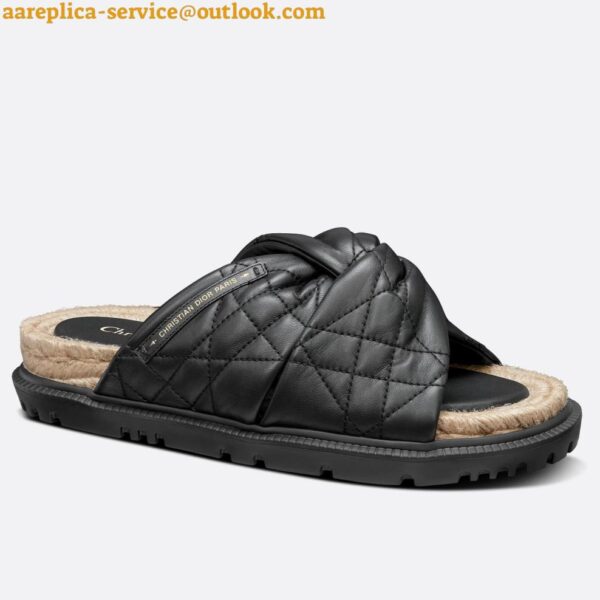 Replica Dior Dtwist Slides In Black Cannage Lambskin 3