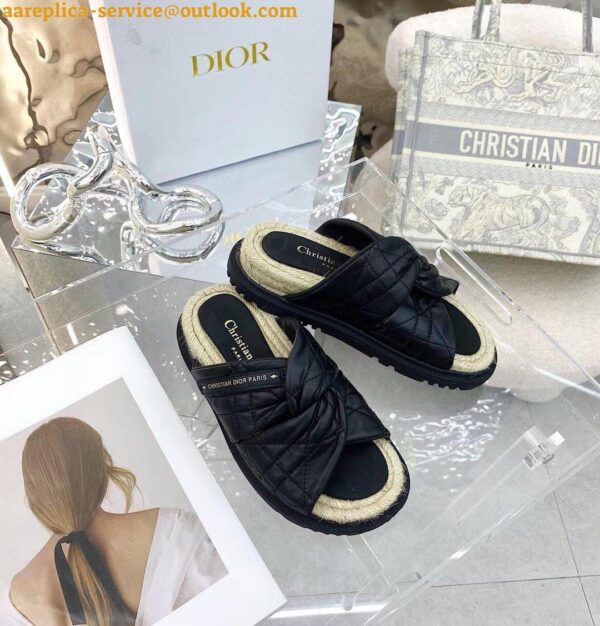 Replica Dior Dtwist Slides In Black Cannage Lambskin 8