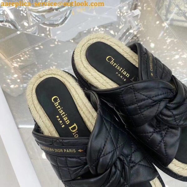 Replica Dior Dtwist Slides In Black Cannage Lambskin 9