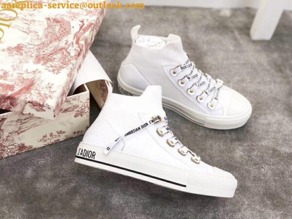 Replica Dior Walk'N'Dior Mid-top Sneakers In White Technical Knit 8