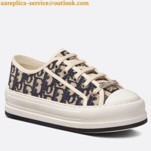 Replica Dior Walk'n'Dior Platform Sneakers In Blue Oblique Embroidered Cotton