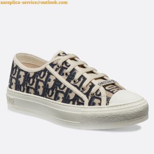 Replica Dior Walk'n'Dior Platform Sneakers In Blue Oblique Embroidered Cotton 2