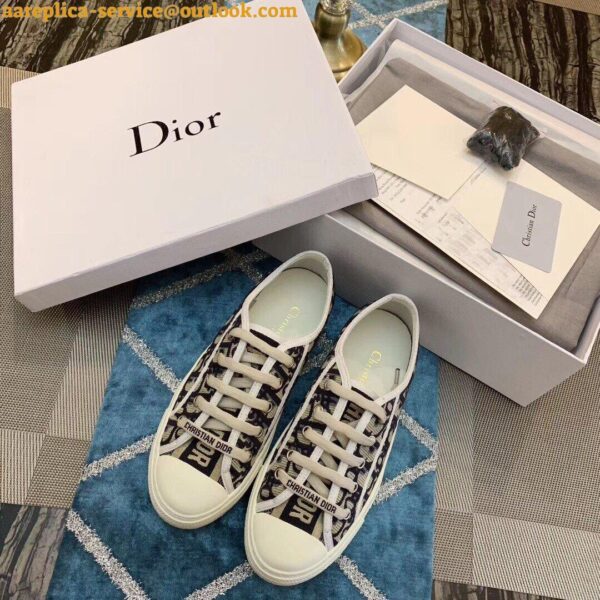 Replica Dior Walk'n'Dior Platform Sneakers In Blue Oblique Embroidered Cotton 8