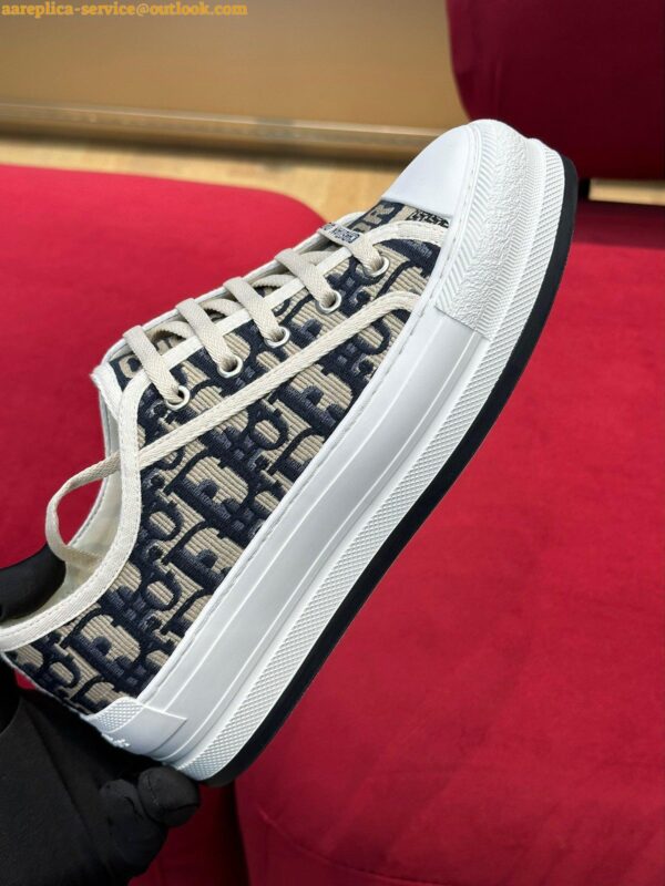 Replica Dior Walk'n'Dior Platform Sneakers In Blue Oblique Embroidered Cotton 12