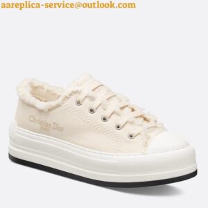 Replica Dior Walk'n'Dior Platform Sneakers in Ecru Fringed Cotton Canvas