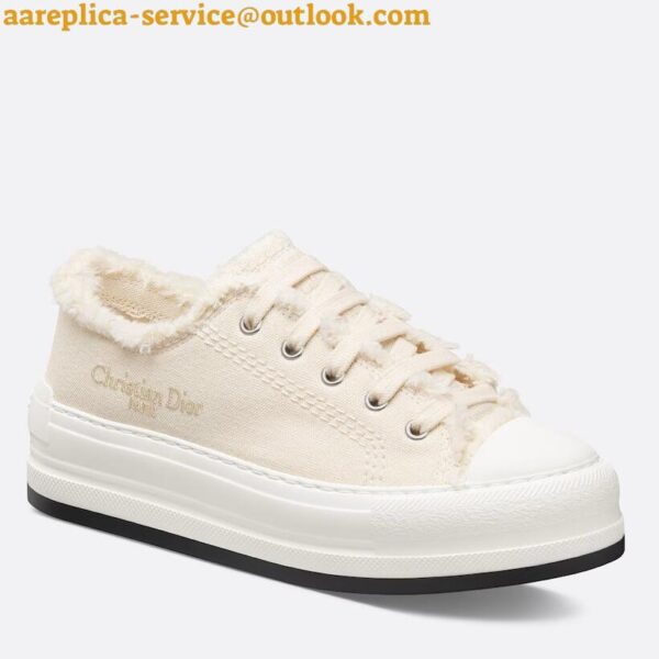 Replica Dior Walk'n'Dior Platform Sneakers in Ecru Fringed Cotton Canvas 3