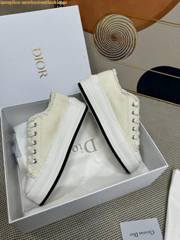 Replica Dior Walk'n'Dior Platform Sneakers in Ecru Fringed Cotton Canvas 7