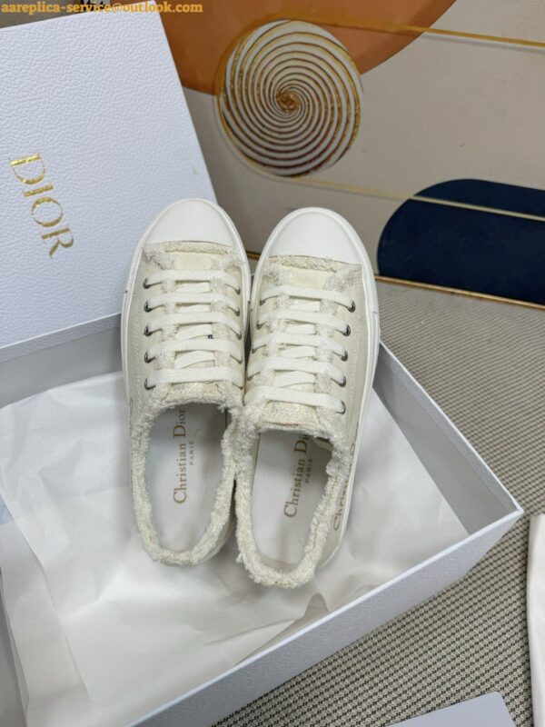 Replica Dior Walk'n'Dior Platform Sneakers in Ecru Fringed Cotton Canvas 8