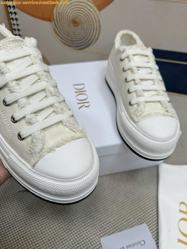 Replica Dior Walk'n'Dior Platform Sneakers in Ecru Fringed Cotton Canvas 11