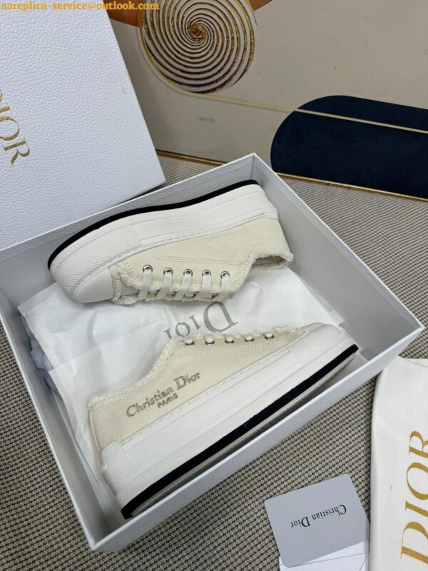 Replica Dior Walk'n'Dior Platform Sneakers in Ecru Fringed Cotton Canvas 12