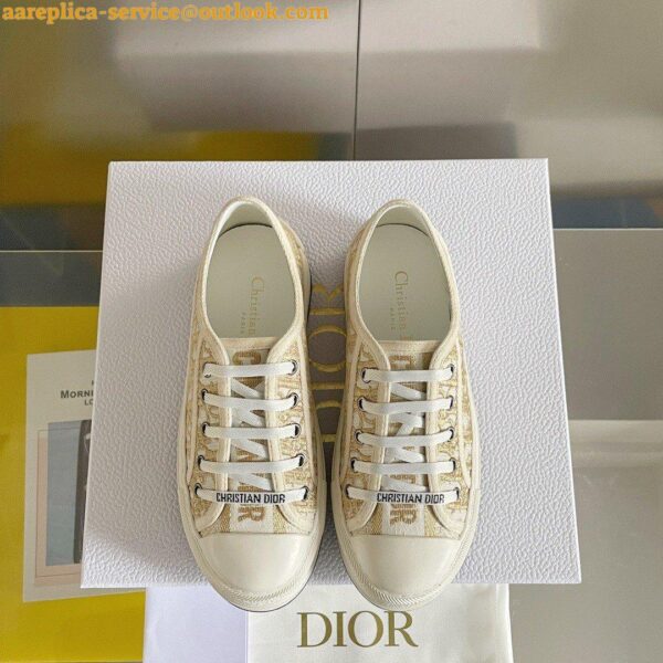 Replica Dior Walk'n'Dior Platform Sneakers In Gold-Tone Dior Oblique Cotton 4