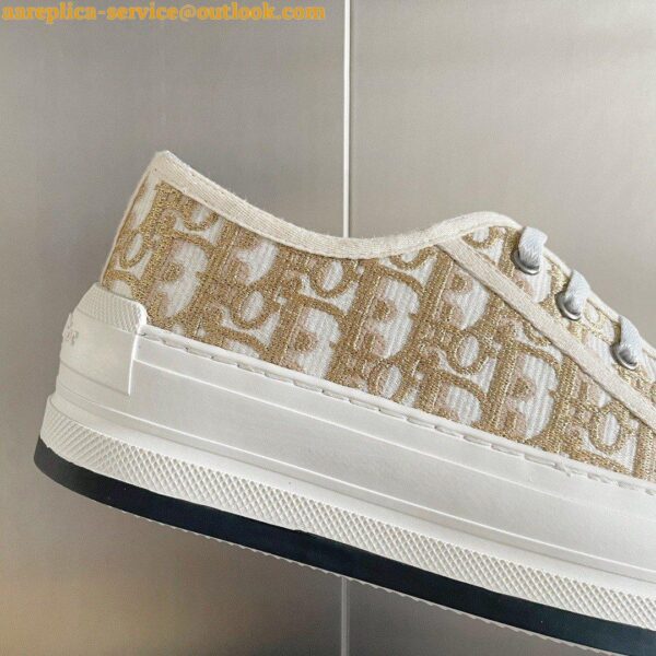 Replica Dior Walk'n'Dior Platform Sneakers In Gold-Tone Dior Oblique Cotton 5