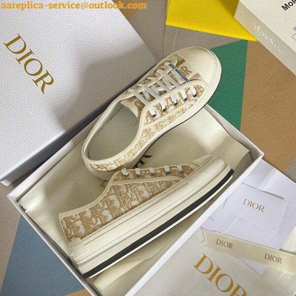 Replica Dior Walk'n'Dior Platform Sneakers In Gold-Tone Dior Oblique Cotton 9