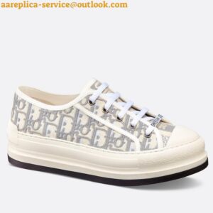 Replica Dior Walk'n'Dior Platform Sneakers in Grey Oblique Embroidered Cotton