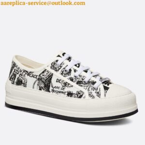 Replica Dior Walk'n'Dior Platform Sneakers In White Plan de Paris Cotton Embroidered