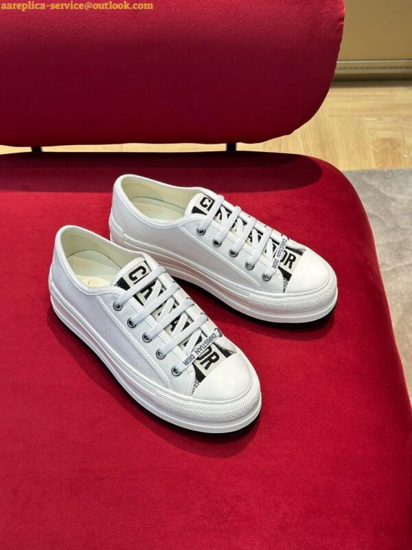 Replica Dior Walk'n'Dior Platform Sneakers In White Plan de Paris Cotton Embroidered 13