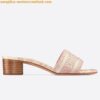 Replica Dior Dway Heeled Slides In Embroidered Cotton With Lurex Threads