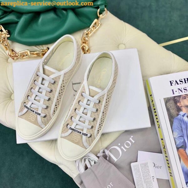 Replica Dior Walk'n'Dior Sneakers In Cream Mesh Embroidery 3