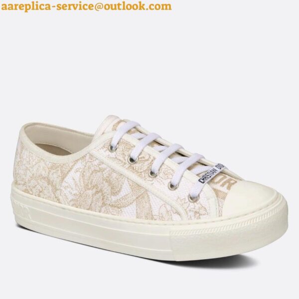 Replica Dior Walk'n'Dior Sneakers In Gold-Tone Jardin d'Hiver Embroidered Cotton