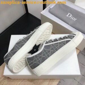 Replica Dior Walk'n'Dior Sneakers In Grey Cannage Cotton