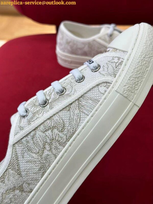 Replica Dior Walk'n'Dior Sneakers In Gold-Tone Jardin d'Hiver Embroidered Cotton 12