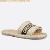 Replica Dior Dway Slides In Amaranth Kaleidiorscopic Embroidered Cotton