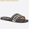 Replica Dior Dway Slides In Beige Jute Canvas Embroidered with Union Motif 2