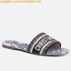 Replica Dior Dway Slides In Blue Check'n'Dior Embroidered Cotton 2