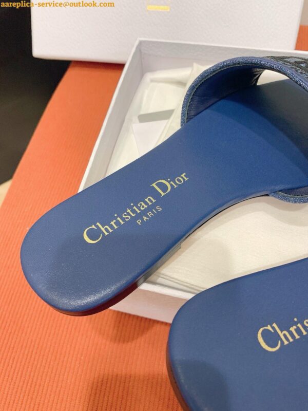 Replica Dior Dway Slides in Blue Embroidered Cotton Denim 9