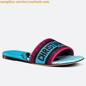 Replica Dior Dway Slides In Blue Multicolor D-Jungle Pop Cotton