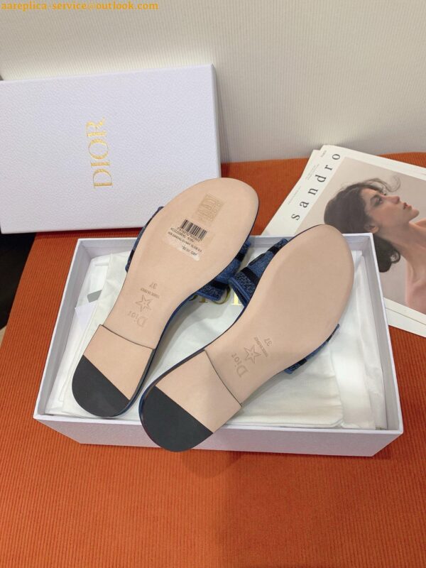 Replica Dior Dway Slides in Blue Embroidered Cotton Denim 13